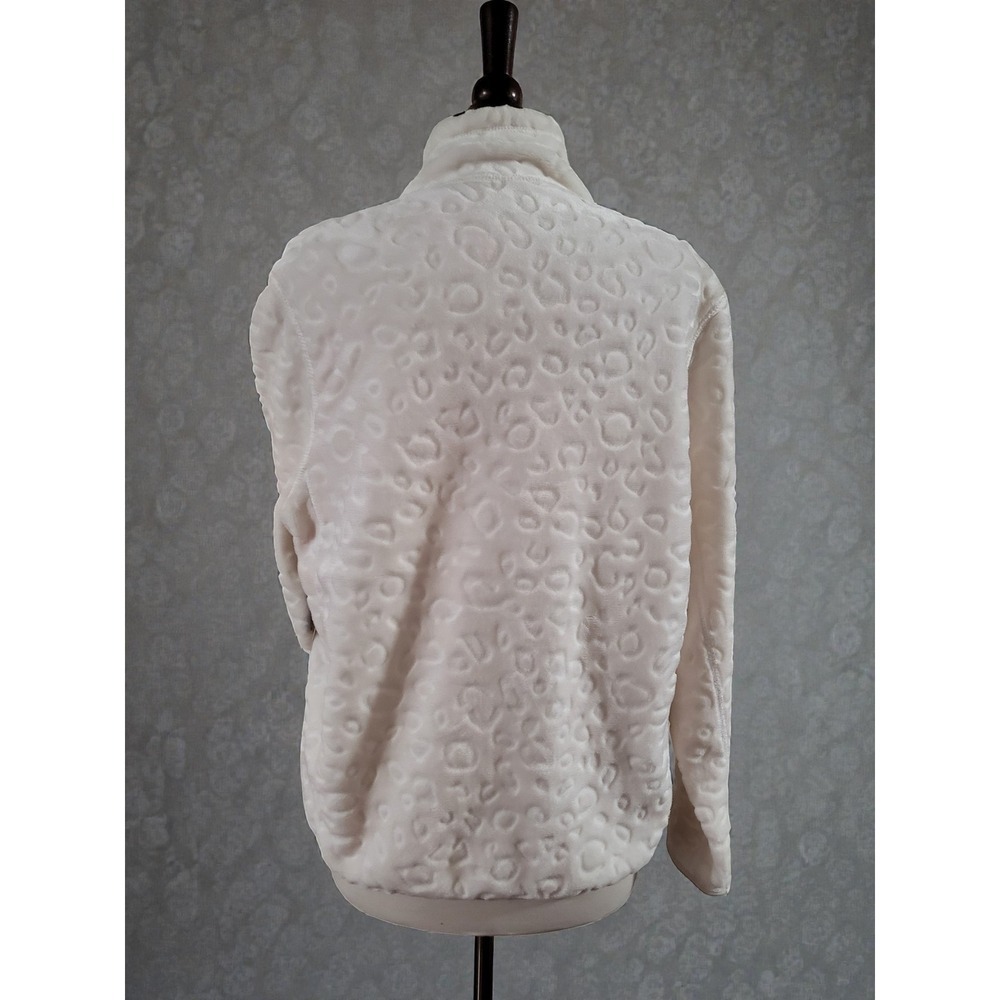 Classic Concepts Cream Embossed Fleece Zip Up Jacket reversible size L - Picture 4 of 11
